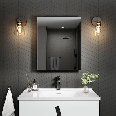 Modland Single Door Bathroom Medicine Cabinet with Mirror Adjustable Shelves,Recessed or Surface Mount