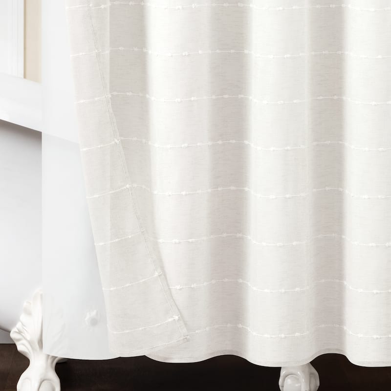Lush Decor Farmhouse Textured Sheer With Peva Lining Shower Curtain