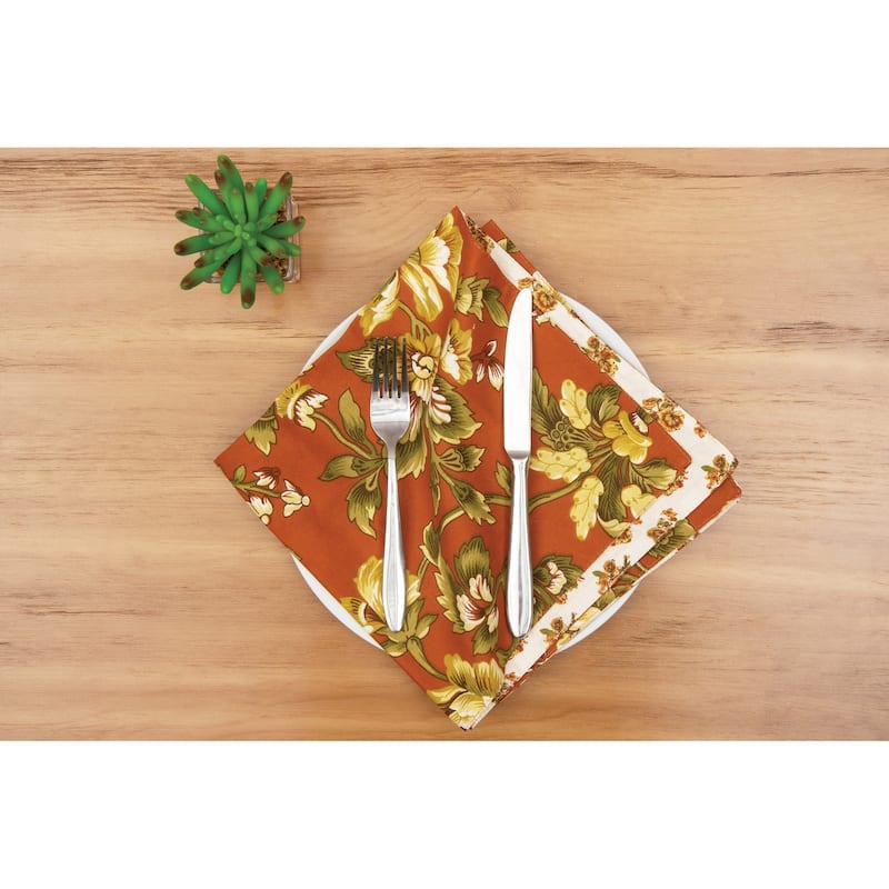 Estelle Reversible Floral Damask Napkin Set of 6 - Set of 6