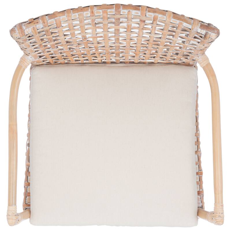 SAFAVIEH Roxanna Coastal Rattan Accent Chair with Cushion - 29.5" W x 26.2" L x 31.1" H - 30Wx26Dx31H