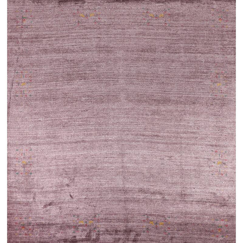 Purple Light Gabbeh Indian Square Area Rug Silk Carpet - 10'0" X 9'8"