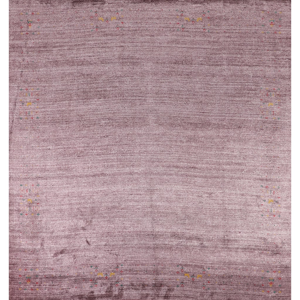 Purple Light Gabbeh Indian Square Area Rug Silk Carpet - 10'0" X 9'8"