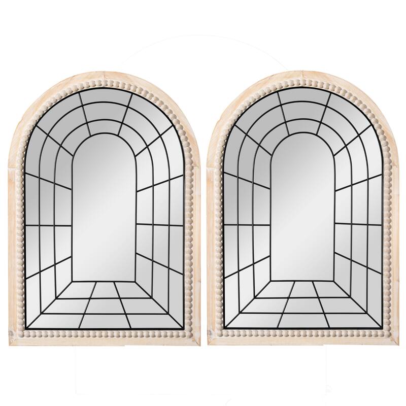 Arched Large 39.37 x 27.56 in Rustic Window Metal Mirror, Windowpane Shaped Decoration Farmhouse Big Wall Mounted Mirrors Decor