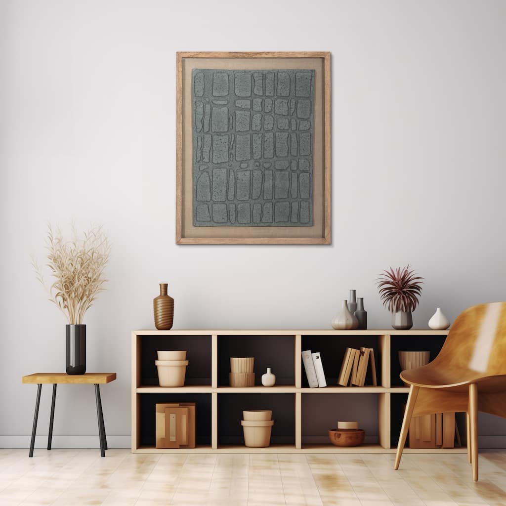 Sagebrook Home 28x35 Paper Mache Wall Art, Framed in Glass, Contemporary Dark Grey, MDF Craftsmanship