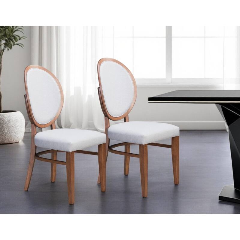 HomeRoots Set of Two Gray And Brown Upholstered Fabric King Louis Back Dining Side Chairs