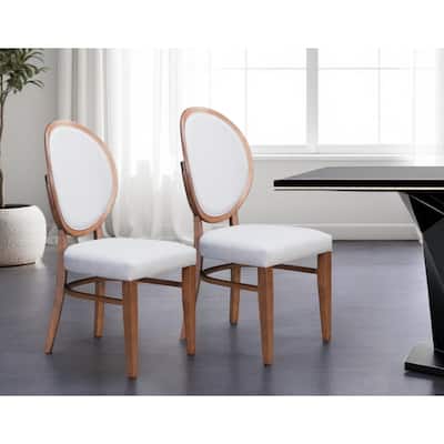 HomeRoots Set of Two Gray And Brown Upholstered Fabric King Louis Back Dining Side Chairs