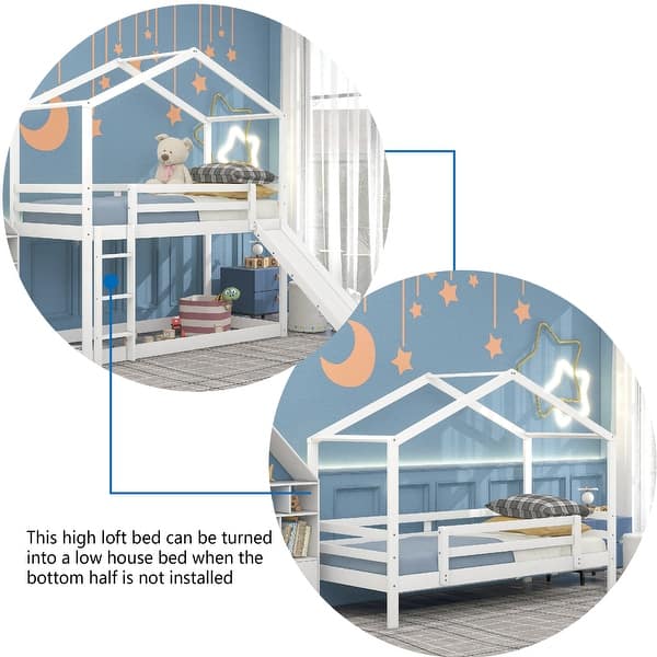 slide 2 of 48, Kid-Friendly Design Twin Over Twin Bunk Bed White