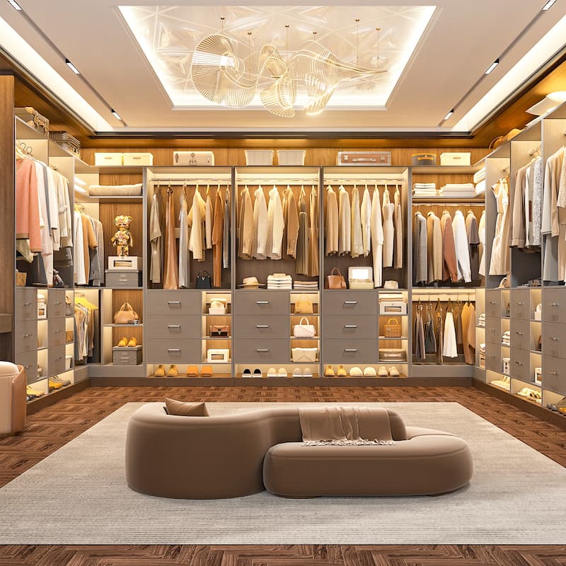 Cimly 30'' W Freestanding Closet System with Hanging Rod, Closet Organizer with Drawers and Shelves