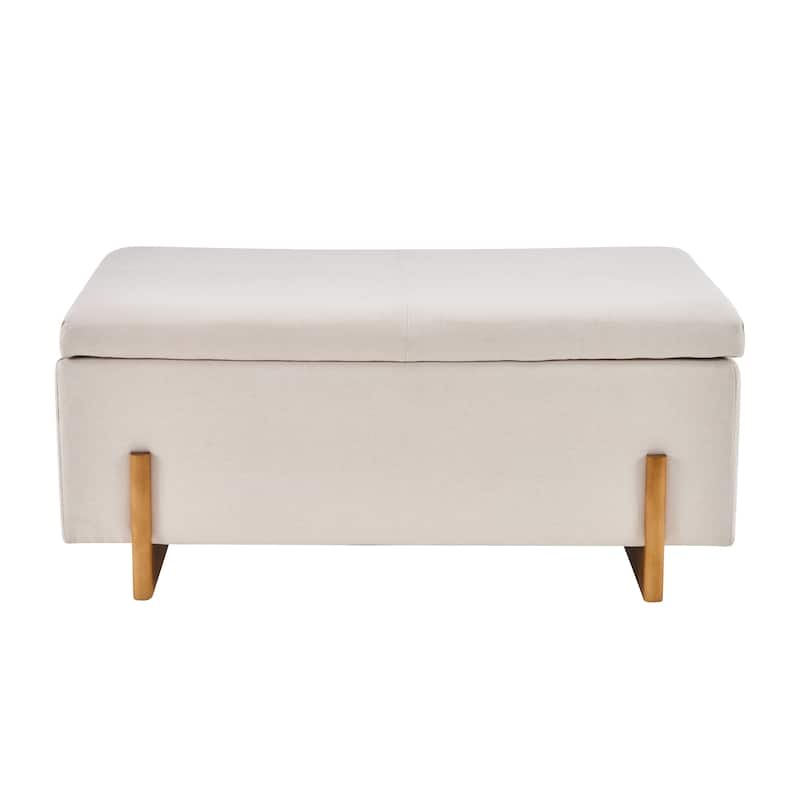 Christopher Knight Home -Luno 39.76" Modern Upholstered Hidden Storage Bench with Lift-Top Lid & Solid Wood Legs