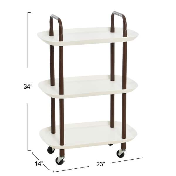 dimension image slide 1 of 4, Plastic and Metal 3-Tier Trolley