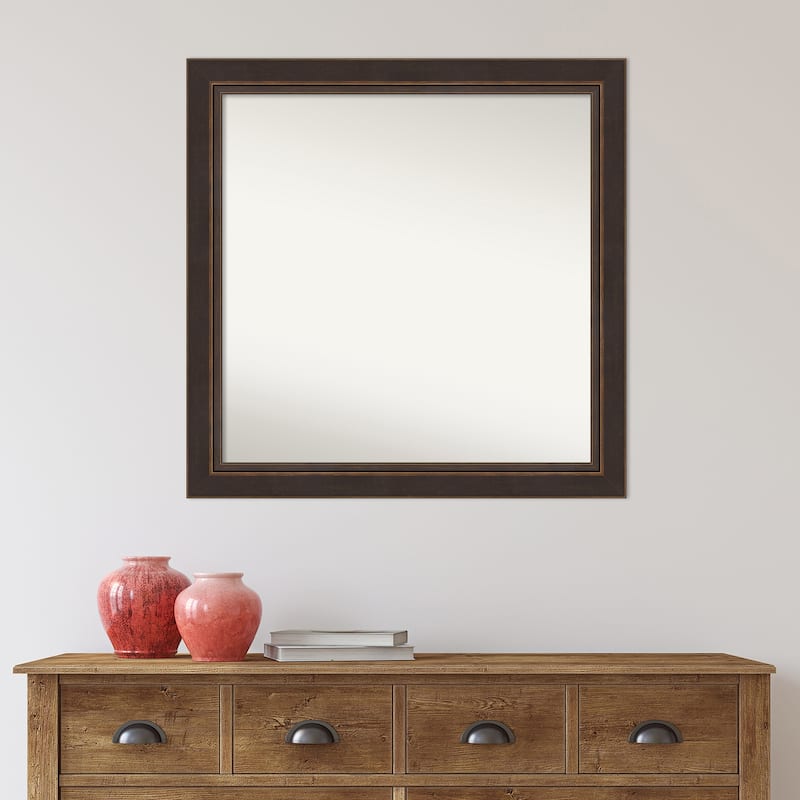 Non-Beveled Wood Wall Mirror - Lara Bronze Frame - Lara Bronze