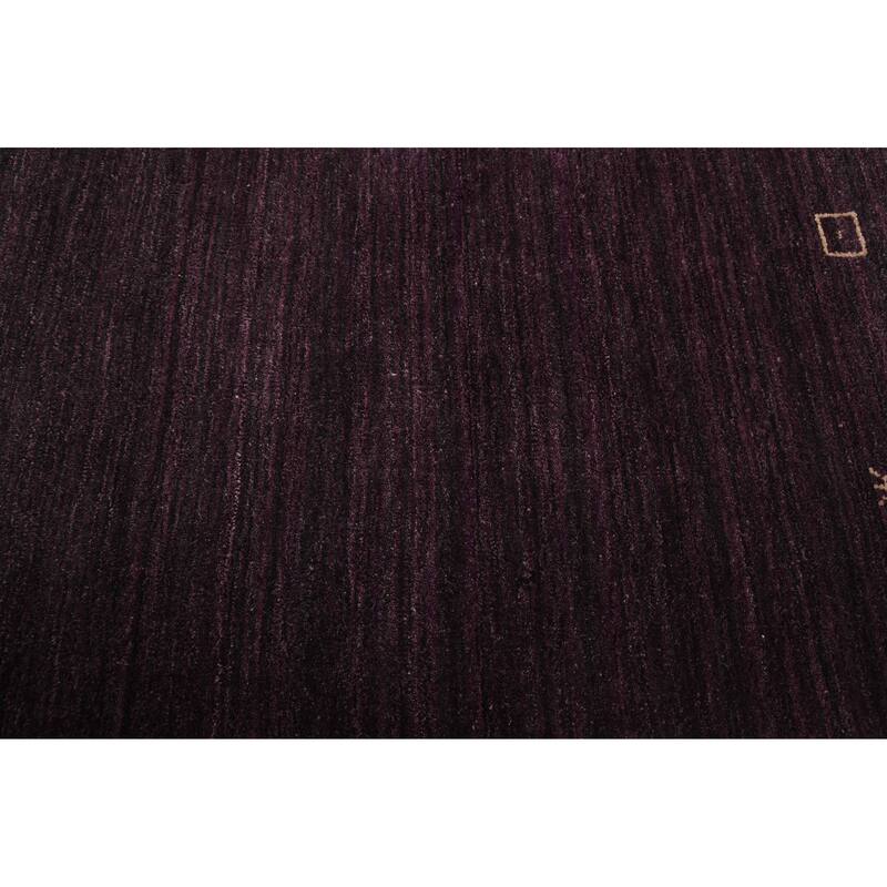 ECARPETGALLERY Hand Loomed Indo Gabbeh Dark Purple Wool Rug - 5'7 x 7'10