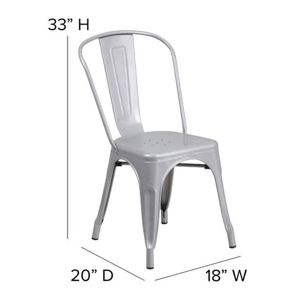 dimension image slide 0 of 13, Metal Indoor/ Outdoor Stackable Bistro Chair (Set of 4)