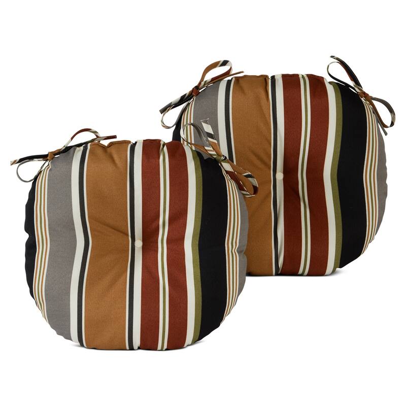 Brick Stripe Outdoor 15-inch Bistro Chair Cushions (Set of 2)