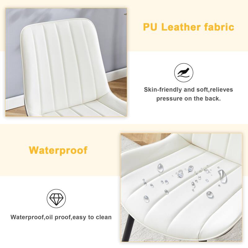 Extended Seat Cushion PU Dining Chair Set - 4 Pcs, Smooth Line Design, Fits Any Modern Decor