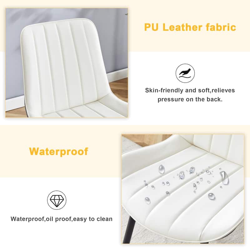 Extended Seat Cushion PU Dining Chair Set of 4 Ergonomic Design Lntegral Metal Leg Structure