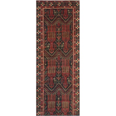 Vintage Distressed Shuhrat Charcoal/Red Runner - 3'3" x 8'4"