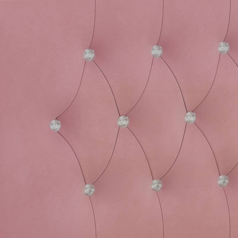 Tufted Upholstered Bed Frame with Crystal Button Accents