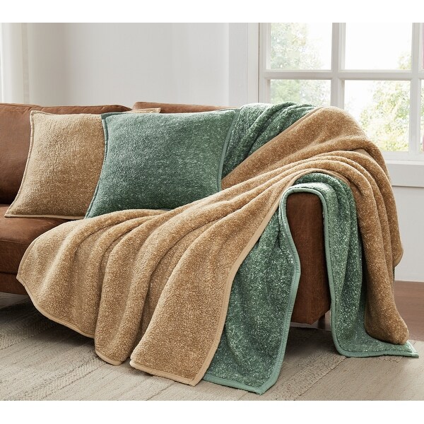 Brooklyn Loom Arctic Sherpa Plush Throw Blanket, Dual-Sided Design