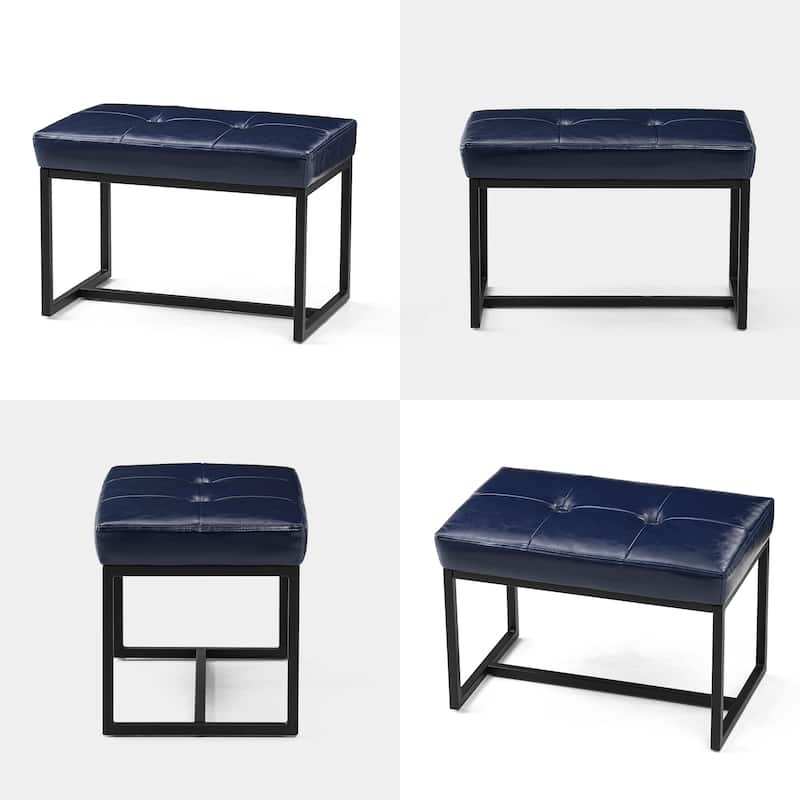 Glitzhome Set of 2 24"W Modern PU Leather Button-tufted Ottoman Foot stool