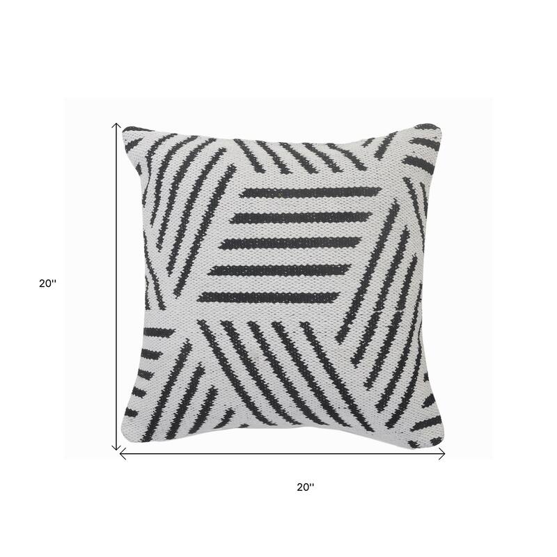 HomeRoots 20" X 20" Black And White 100% Cotton Geometric Zippered Pillow