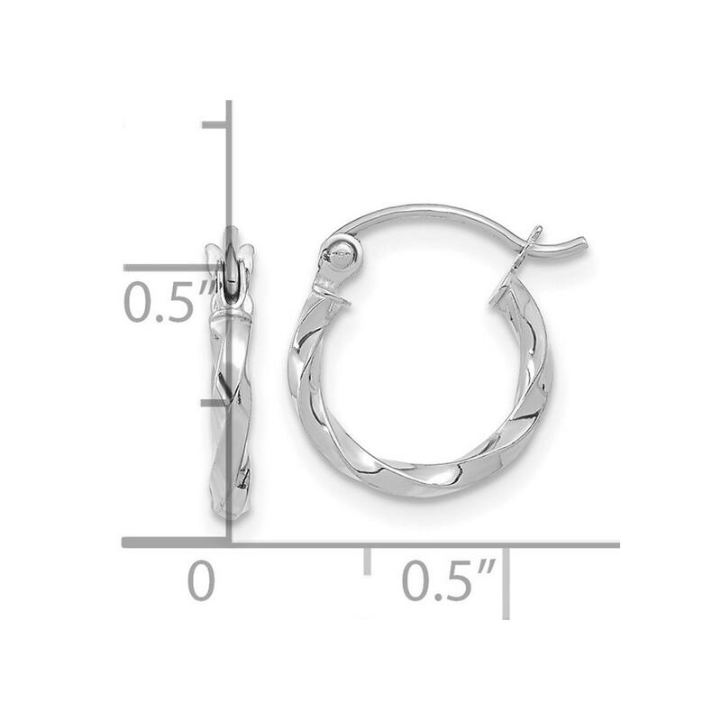 Curata 10k Yellow or White Gold 2x13.34mm Small Twist Polished Hoop Earrings