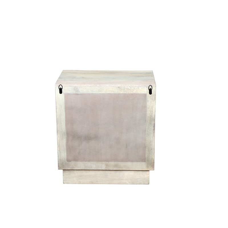 Modern Solid Wood Carved Nightstand with 2 Drawers