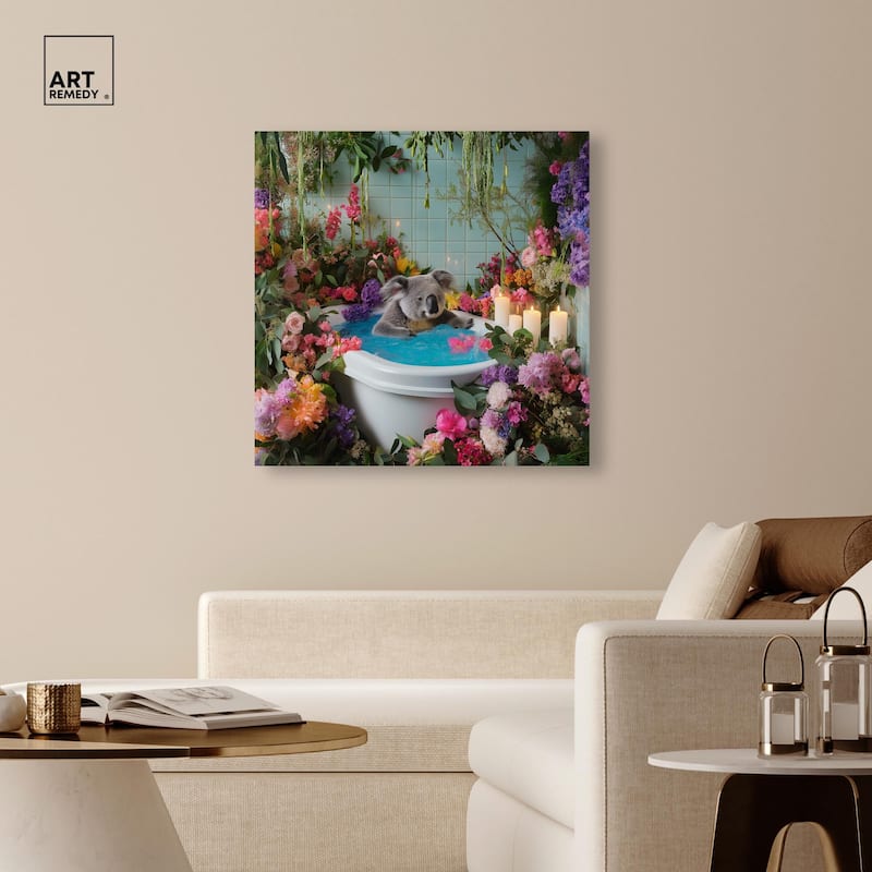 Koala Bath Canvas by Art Remedy, Gallery Wrapped