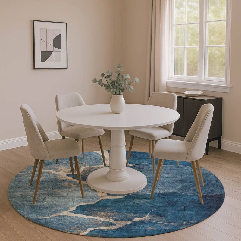 Premium Washable Super Soft Contemporary Envy Mayfield Rug - Navy - 8' x 8'