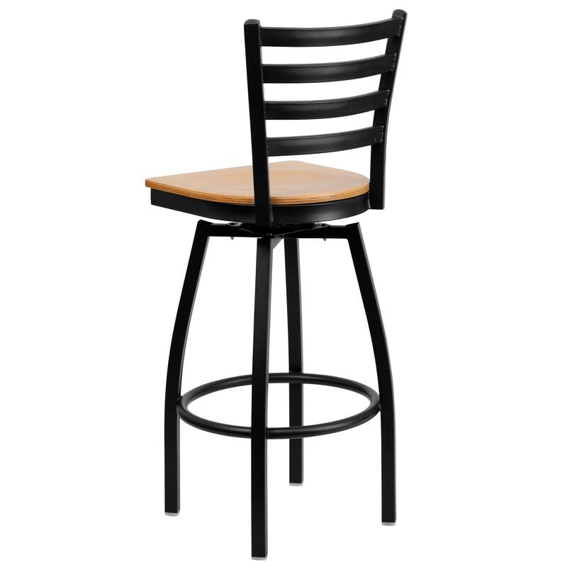 2 Pack Hercules Series Ladder Back Swivel Metal Barstool - 16.5"W x 20.5"D x 44.5"H - 16.5"W x 20.5"D x 44.5"H