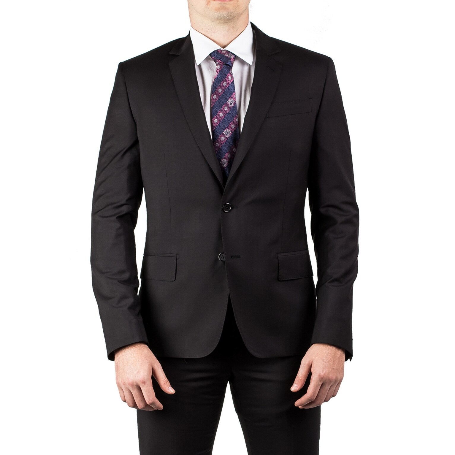 Luciano Barbera Club Men S Slim Fit Wool Two Button Suit Black