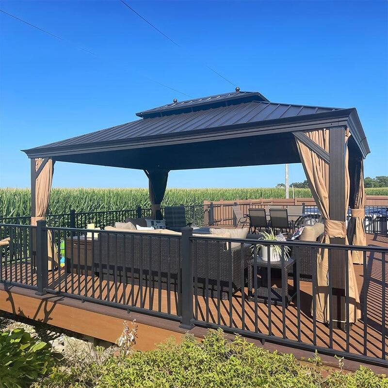 PURPLE LEAF Outdoor Gazebo Aluminum Frame Galvanized Steel Hardtop Gazebo