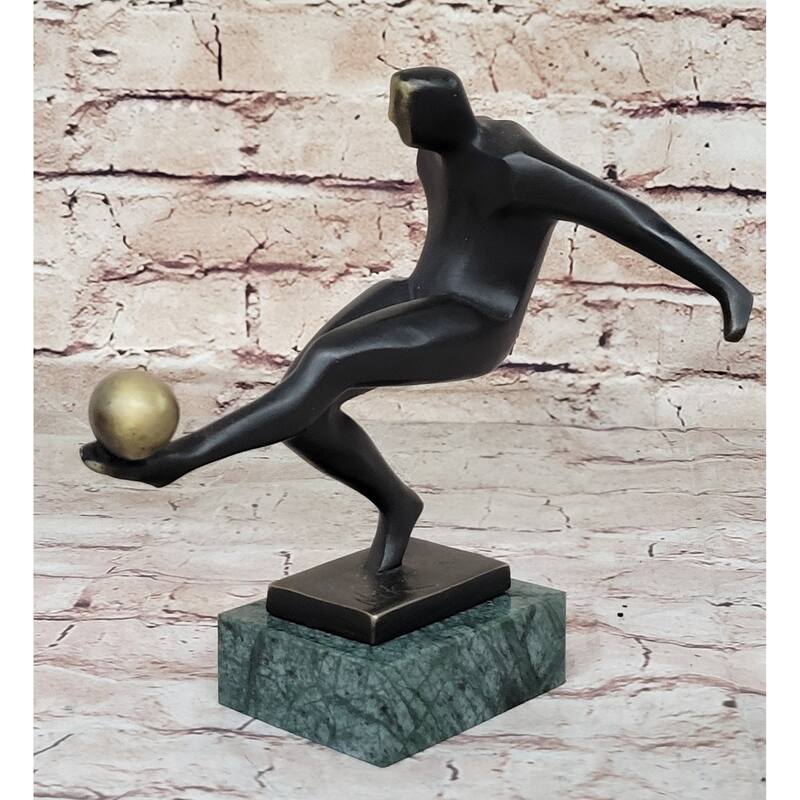 Soccer Player European Football Bronze Statue Sculpture Trophy Collectible 8 Inches X 8 Inches