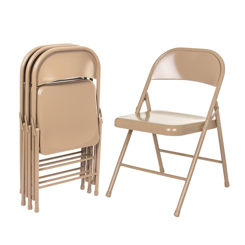 Hampden Furnishings Bernadine Basics Collection All Metal Folding Chair, Pack of 4
