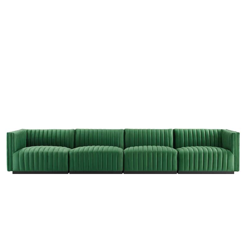Conjure Channel Tufted Performance Velvet 4-Piece Sofa