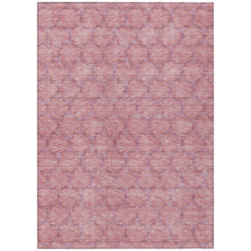 Machine Washable Indoor/ Outdoor Abstract Trellis Chantille Rug