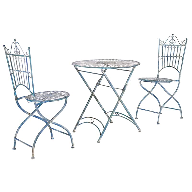SAFAVIEH Outdoor Saige Victorian Iron 3-Piece Bistro Set - 28Wx28Dx38H