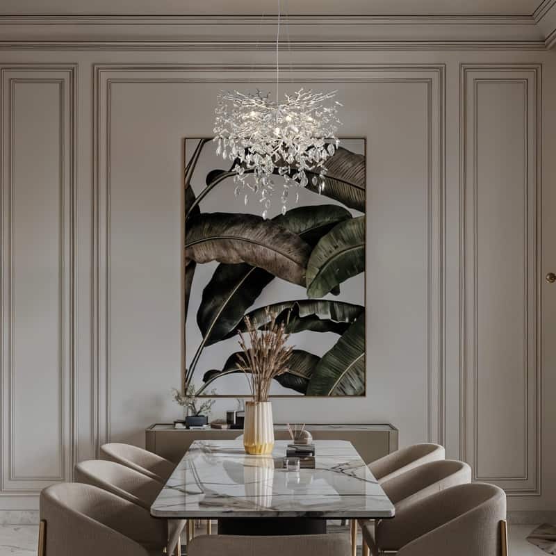 Modern Round Branch Crystal Chandelier, 600-1200mm Diameter, Marquise Cut Crystal Pendant Light