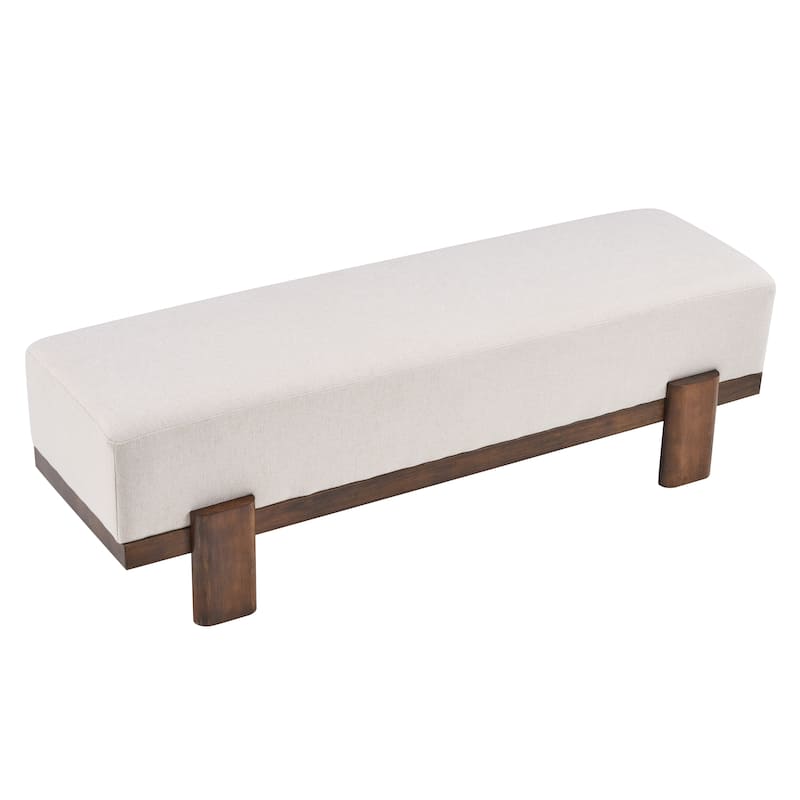 Christopher Knight Home - Kirov 54.75" Modern Upholstered Entryway Bench with 9" Thick Cushioned Seat & Solid Wood Legs