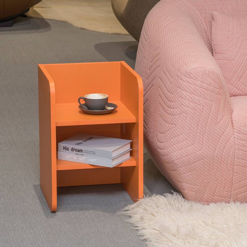 Storage Cube/ Nightstand/ Stackable Organizer Display Shelf, Orange