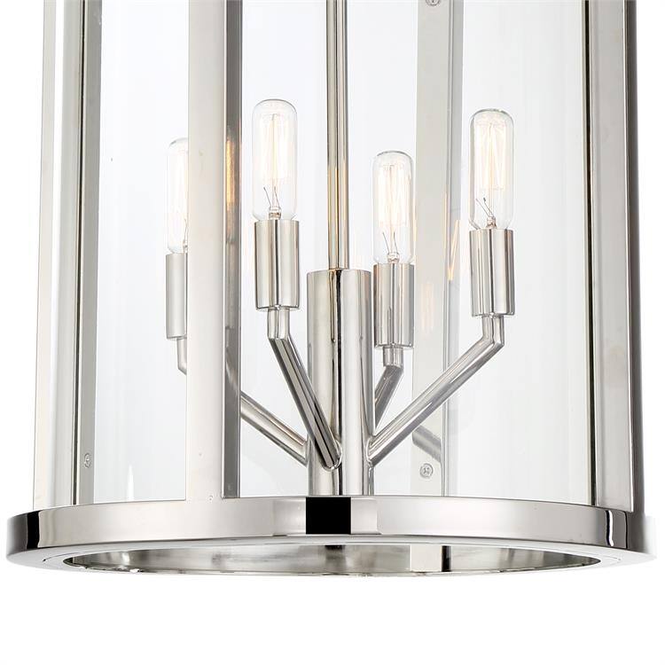 Libby Langdon for Crystorama Devon 4 Light Polished Nickel Lantern - 14'' W x 16.75'' H