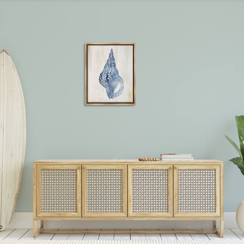 Stupell Tranquil Blue Shell Framed Floater Canvas Wall Art Design By Susan Arnot
