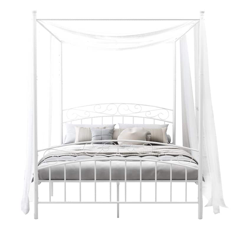 Alazyhome Traditional Metal 4-post Canopy Bed Frame