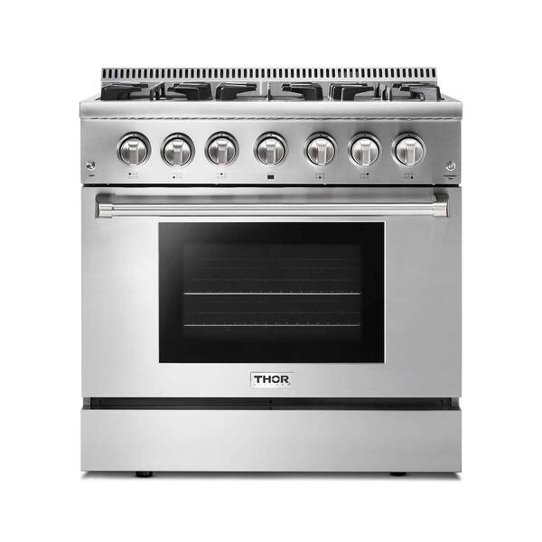 Thor 36 Inch Professional Dual Fuel Range in Stainless Steel Bed Bath