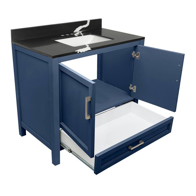 Nevado 37" Bathroom Vanity with Cultured Marble Vanity Top Sink in White with White Basin