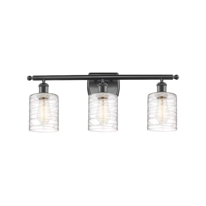 Innovations Lighting 516-3W-10-26 Cobbleskill Vanity Cobbleskill 3 - Matte Black / Deco Swirl