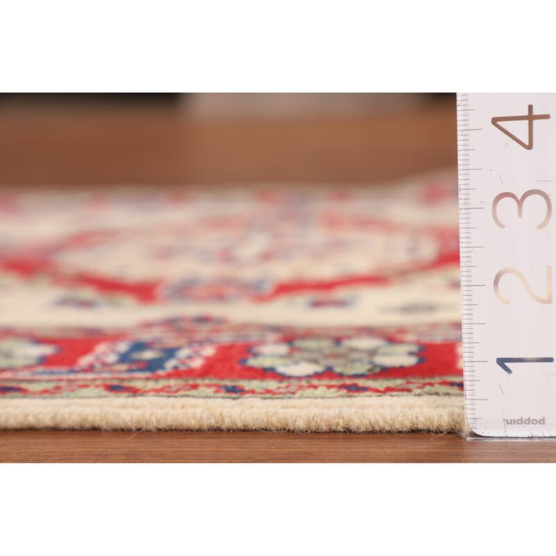 Traditional Beige Kazak Foyer Rug Hand-Knotted Wool Carpet - 2'8" x 3'11"