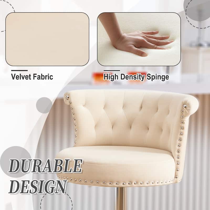 Adjustable Swivel Bar Stools with Silver Plated Metal Leg