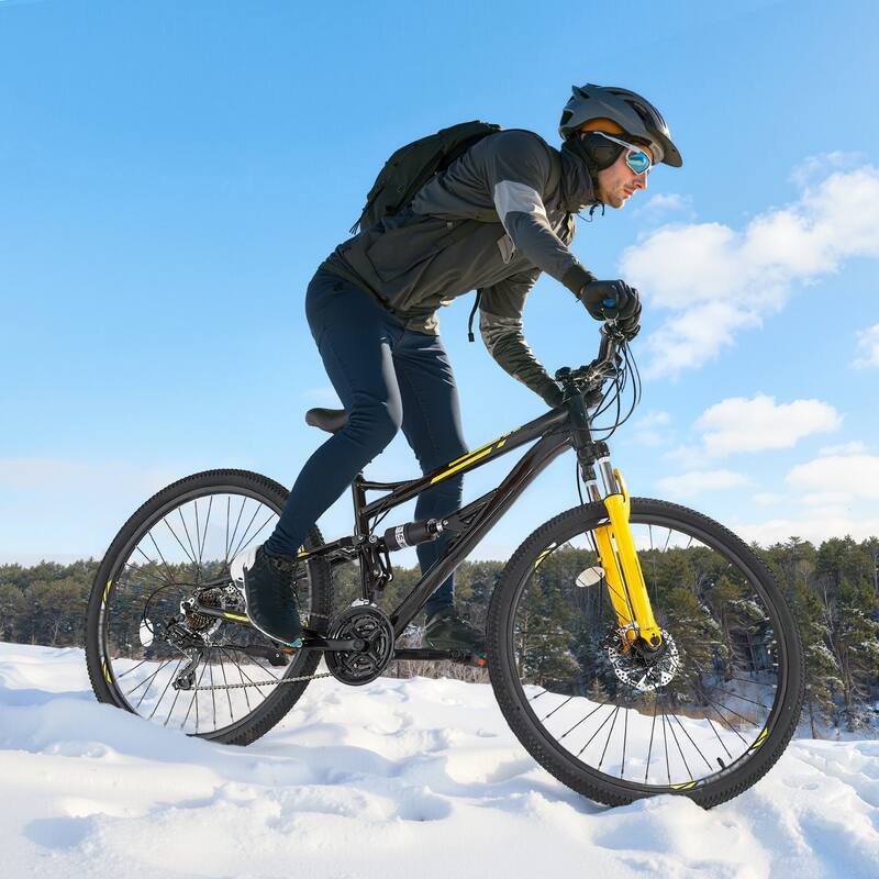 Aluminum Mountain Bike with 24 Speeds and Full Suspension - 74.8” L x 25” W x 40.6” H