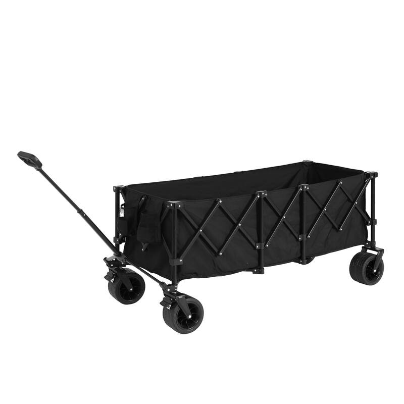 Foldable Wagon with All-Terrain Wheels & Drink Holders, 220lb Capacity